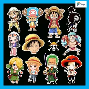Bộ 12 nhãn dán Luffy One Piece khổ A5 dễ thương, chống nước cho mũ bảo hiểm, vali, tivi, đàn, laptop - Cắt sẵn tiện lợi.