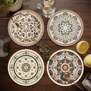 Phong Cách Cung Điện Retro Coaster Placemat Tròn Nhà Bếp Chống Thấm Nước Bàn Ăn Bán Buôn Chống Mài Mòn Chống Trơn Trượt