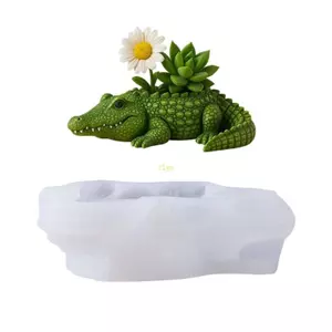 Flgo Silicone Cá Sấu Hình Khuôn Cho Nhựa Nghệ Thuật Bê Tông Hộp Đựng Trang Sức Làm Và Trang Trí Cây mọng Nước Des