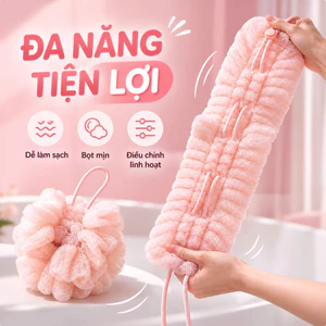 Bông Tắm Lưới Tạo Bọt Kéo Dài 49CM Sợi Nylon Mềm Mại Cao Cấp , Bông Tắm Dài Massage Làm Sạch Sâu
