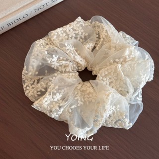 Yoing / Pháp Nhẹ Nhàng Siêu Cổ Tích Gạc Ren Thêu Scrunchy Dây Buộc Tóc