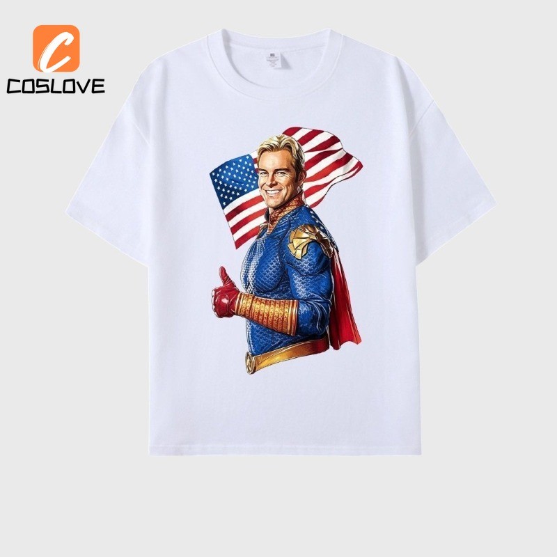 THE BOYS Homelander Người ủng hộ Phong cách Áo thun tay ngắn Top Mùa hè Trang phục hàng ngày Fan Made Style Homelander Áo thun