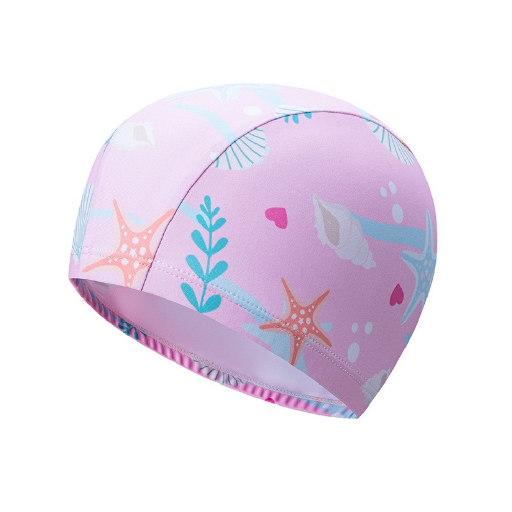 Mũ bơi NKSFX, Mũ bơi in hình hoạt hình chống nước, Mũ bơi trẻ em bằng vải Polyester có độ đàn hồi cao thoải mái Thể thao dưới nước
