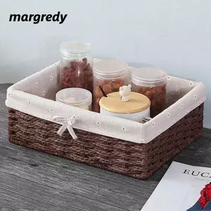 MARGREDY Đồ lặt vặt sắp xếp, Giỏ đựng đồ chơi dệt tay, Sách thực tế Máy tính để bàn Giỏ đựng đồ ăn nhẹ