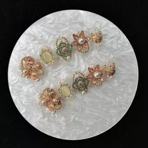 BAO Hồng Ngắn t Tính Khí Móng Tay Ánh Sáng Sang Trọng Cưới Móng Tay Cloisonne Phong Cách Trung Hoa Handmade Móng Tay Phong Cách Trung Hoa Mặc Móng Tay