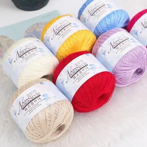 Không. 8 Hàn Quốc Ren Nhiều Màu Mercerized Cotton Sợi Dệt Tay Phong Cách Dân Tộc DIY Khăn Choàng Cardigan W8AK