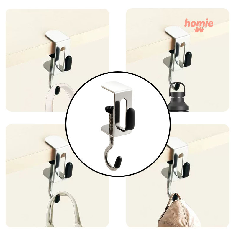 ✨Homie✨Móc treo đôi không đục lỗ có thể tháo rời gắn bên hông bàn làm việc