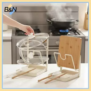 Nắp nồi nhà bếp B & N Ra 5 khe cắm sắp xếp để lưu trữ tủ mặt bàn Tiết kiệm không gian Giá đỡ có thể điều chỉnh cho gia đình.