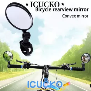 ICUCKO Gương hậu xe đạp, gương lồi góc rộng xoay 360°, tay lái silicon, dùng cho xe đạp và mô tô