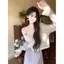 Phong cách nhẹ nhàng kiểu Pháp Váy màu tím phù hợp với nữ mùa xuân sang trọng Váy treo đẹp Fat MM Cover Bụng Ôm hơn Váy nhìn