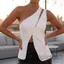 MAPLEPOET-Áo chéo Nút viền bất đối xứng Slim Fit Áo một vai không tay