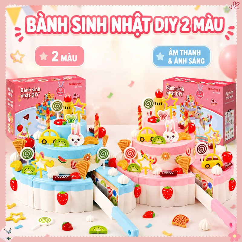 Bánh Trái Cây Cắt Cho Bé – Nến Hát Nhạc, đèn điện, đồ Chơi Sinh Nhật Giả Vờ, Quà Tặng Dễ Thương Cho Bé Gái