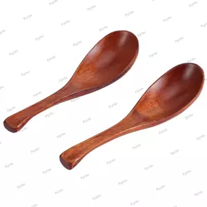 PYCOU 2 Thìa Canh, Thìa Gỗ Tay Cầm Ngắn Bằng Gỗ, Thìa Cà Phê Chịu Nhiệt Cạnh Tròn Đánh Bóng Thân Thiện Với Môi Trường Khuấy Cà Phê