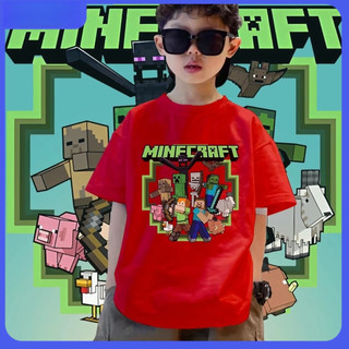Áo phông in Minecraft hoạt hình cho bé trai với vải cotton thoải mái và mềm mại
