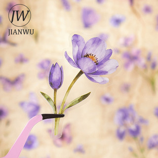 JIANWU Vintage Hoa Bướm Chim Phong Cảnh Chất Liệu Cắt Kéo Thêu Sò PET Miếng Dán Sáng Tạo DIY Tạp Chí Văn Phòng Phẩm