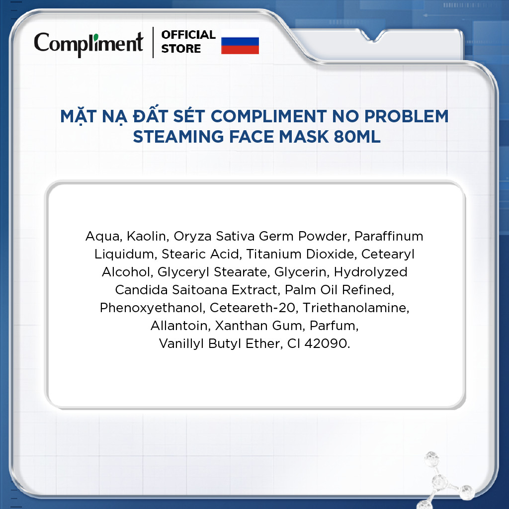 Mặt nạ đất sét Compliment No Problem Steaming Face Mask làm sạch sâu, giảm mụn, mụn đầu đen, thu nhỏ lỗ chân lông - 80ml