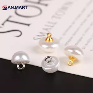 AN.MART 10 Cái 10mm / 12mm Nấm Giả Nhựa Áo Sơ Mi Hình Bán Nguyệt Ngọc Trai Nút Chân Cho Quần Áo Trang Trí Mini May DIY VN