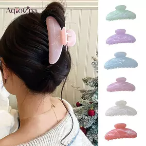 AqToCna Đá Cẩm Thạch Sọc Móng Vuốt Tóc Acrylic Nhiều Màu Sắc Móng Vuốt Kẹp Nữ Cua Kẹp Tóc Bé Gái Trang Điểm Dụng Cụ Giặt Phụ Kiện Tóc AqToCna