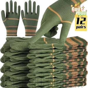 Găng tay làm việc chống trượt nylon 3-12 đôi - dành cho ô tô, sửa chữa máy móc - Găng tay làm việc thoáng khí - Găng tay bảo vệ chống mài mòn - Găng tay dệt kim nylon / Giao hàng miễn phí