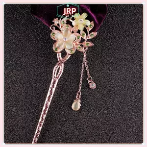 JRP Mèo Mắt Đá Tóc Pin Đôi Hoa Kim Cương Giả Tóc Sti Tóc JRP