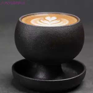 JUNYUE88US Cốc Cà Phê Gốm, Tròn Với Đĩa Xoay Trà, Phong Cách Nhật Bản 150ML Lò Glaze Thủ Công Retro Latte Cup Sử Dụng Tại Nhà