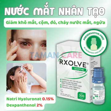 Nước Nhỏ Mắt RXOLVE SOOTHE EYE DROPS - Dưỡng Ẩm Mắt, Giảm Khô Mắt, Dịu Mắt, Ngứa Mắt, Dưỡng Mắt (Lọ 10ml)