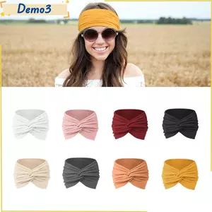 Băng đô chạy bộ, Băng đô màu trơn Bohemian, Mũ nón xếp thun rộng co giãn bằng vải Cotton thời trang cho xe đạp khiêu vũ