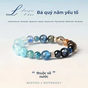 Vòng tay Aquamarine Hydrating Vòng tay pha lê màu xanh tự nhiên Citrine Nữ Benming Năm Vòng tay Cặp đôi Cùng phong cách