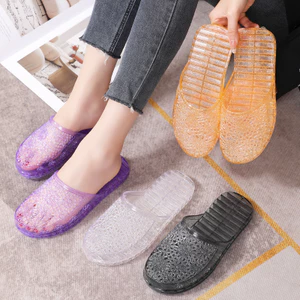 Pha Lê Baotou Dép Nữ Mặc Ngoài Thời Trang Dép Đế Bằng Hộ Gia Đình Chống Trơn Trượt Rỗng Thạch Giày WXCL