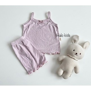 Bộ 2 dây cotton gân lụa bèo gấu siêu xinh cho bé gái