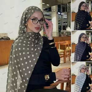 Khăn quàng cổ nữ PYCOU, Khăn dài thoáng khí họa tiết bông Bali, Khăn choàng in họa tiết cổ điển chấm bi nhẹ dành cho nữ mặc hàng ngày