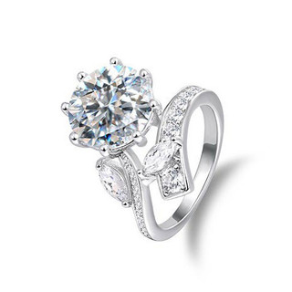 Châu Âu Mỹ ins Phong Cách Mới 5 Carat Hoa Đá Cắt Zircon Mở Nhẫn Nữ