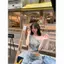 Cổ áo chéo phong cách cay ngọt ngào lệch vai Hot Girl ngắn rốn hàng đầu phong cách Hàn Quốc mùa hè Sản phẩm mới Áo thun màu xám thông thường