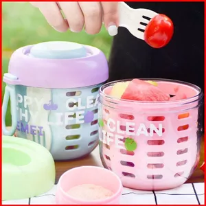 ST2 Cốc đựng trái cây chống rò rỉ di động có nĩa và hộp đựng nước sốt Hộp đựng Salad để cắm trại dã ngoại TS2
