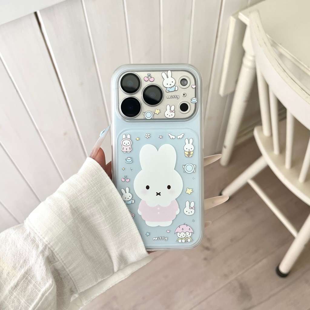 Ốp điện thoại hình thỏ nhỏ dễ thương cho IPhone 17 Pro Max 17 16 15 Vỏ điện thoại chống rơi