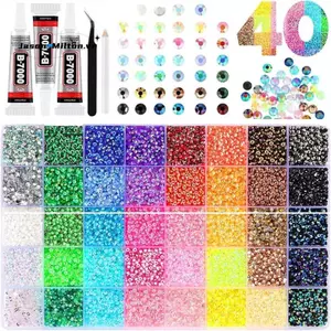 Nhựa Thạch Thạch Kim Cương Giả 40 Màu Flatback, 3mm 32000 Chiếc DIY Cho Đồ Thủ Công Dự Án Cho Đá Quý Bedazzling