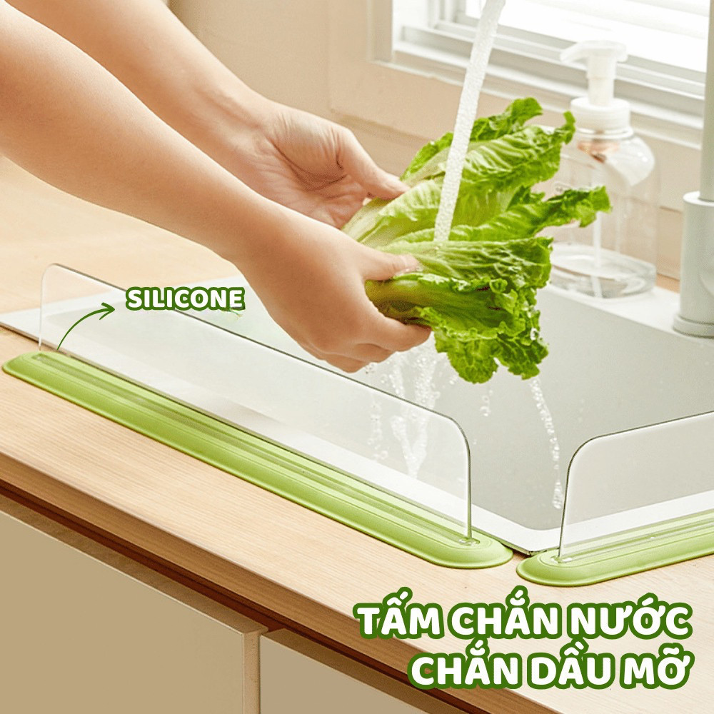 Tấm Chắn Nước Trong Suốt  Silicon  Dùng Cho Bồn Rửa Bát Bàn Bếp Ngăn Bắn Nước Dầu Mỡ