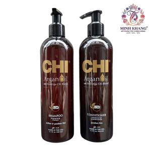 Dầu gội xả CHI Argan Oil Moringa dưỡng ẩm trẻ hóa tóc 340mlx2 [ MK ]