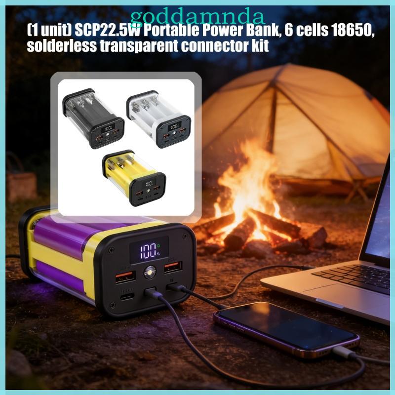 Ốp điện thoại PowerBank nhựa GODD cho pin 6x18650 không hàn 22 5W ngoài trời