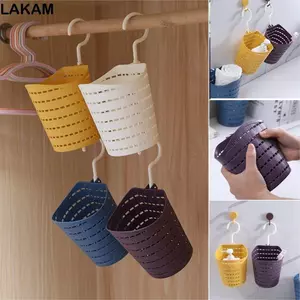 Giỏ lưu trữ xoay LAKAM, Nhựa có móc đơn Giỏ rỗng, Có thể xoay được treo tường để bàn Đồ lặt vặt sắp xếp phòng tắm