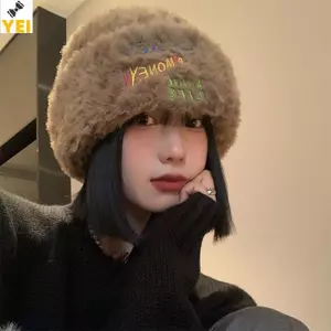 < YEI > Mũ len chống lạnh sang trọng mùa thu đông dành cho nữ có nắp tai và mũ dệt kim mới