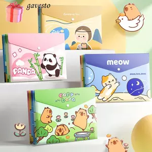GAVESTO 5 Cái / bộ Thư Mục Tập Tin A4, Giấy Kiểm Tra Lưu Trữ Dung Tích Lớn Túi Tập Tin, Capybara Chống Thấm Nước Snap-fastener PP Túi Tài Liệu Trường Văn Phòng
