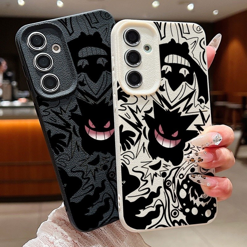 Ốp Lưng Cho Samsung Galaxy S26 Plus Ultra FE S23 S24 S25 Plus Ultra A57 A37 A27 A07 A17 A15 Ốp Lưng Pokemon Gengar Silicon Mềm Da PU Màu Trơn Chống Sốc Matte Hoạt Hình