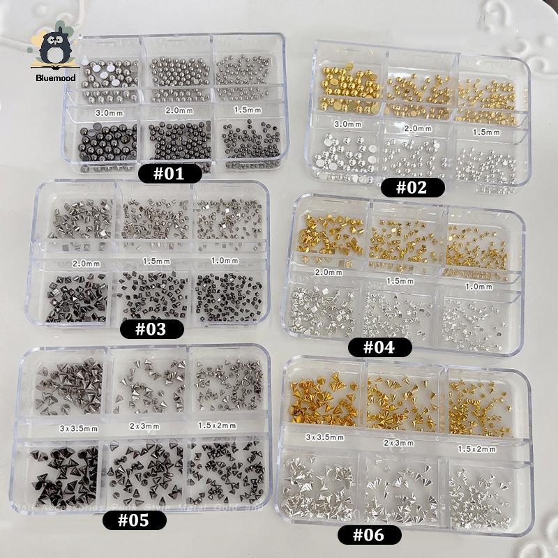 [Bluemood] Mix Size Punk Chắc Chắn Đinh Tán HemiSphere Vuông Sắc Nét Nón Vàng Bạc K Bla Móng Tay Nghệ Thuật Kim Cương Giả Trang Trí Làm Móng Tay Quyến Rũ Mới
