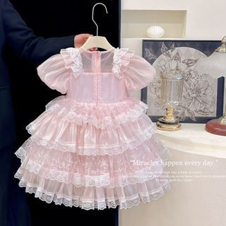 Đầm công chúa bé gái mùa hè - Váy Lolita ren tầng bồng bềnh dự tiệc sinh nhật biểu diễn