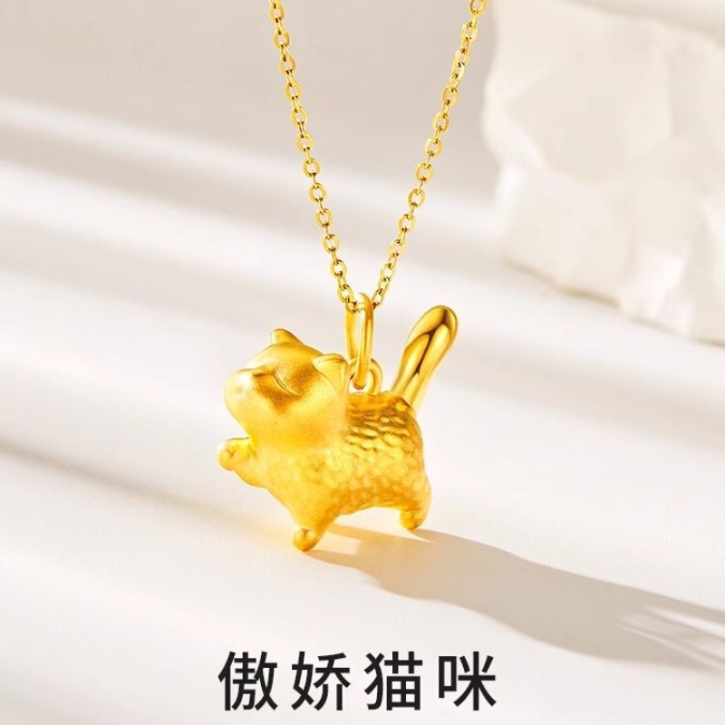 Vòng cổ mặt dây chuyền 3D hình mèo Arrogant hoạt hình dễ thương