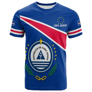 Thời Trang Mới Cape Verde Cờ Đồ Họa 3D In Áo Thun Cape Verde Quốc Huy Nam Thể Thao Áo Quốc Khánh Cá Tính Tee