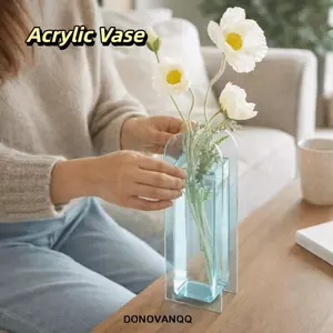 Bình Acrylic DONOVANQQ, Bình hoa hình học trong suốt, Trang trí máy tính để bàn Phong cách INS hiện đại Nhiều màu sắc Trồng hoa thủy canh
