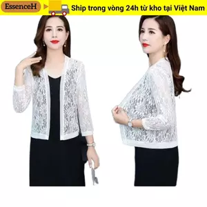 Áo Cardigan nữ mùa hè ESSENCEH, Áo sơ mi điều hòa ren hoa đi biển, Khăn choàng lưới thoáng khí buộc dây mỏng cho nữ
