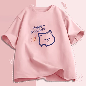 （Giao hàng 24h）Angela Áo Thun Unisex Mèo HAPPY PLANET Form Rộng Nam Nữ by JOLI Phong Cách Ulzzang
